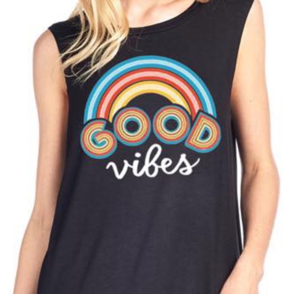 GOOD VIBES GRAPHIC MUSCLE TANK TOP - Picture 2 of 2
